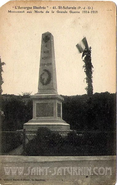 Le monument aux morts de Saint-Saturnin autrefois