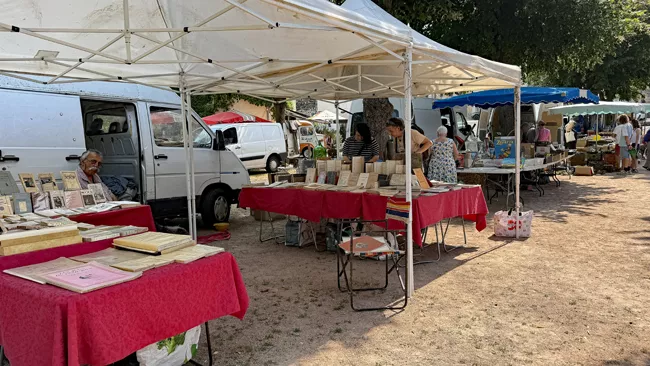 Objets anciens exposés à la brocante