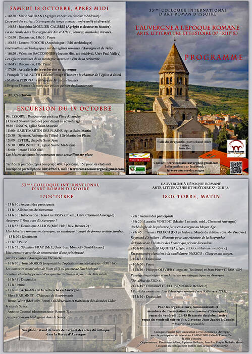 33 EME COLLOQUE INTERNATIONAL D’ART ROMAN D’ISSOIRE