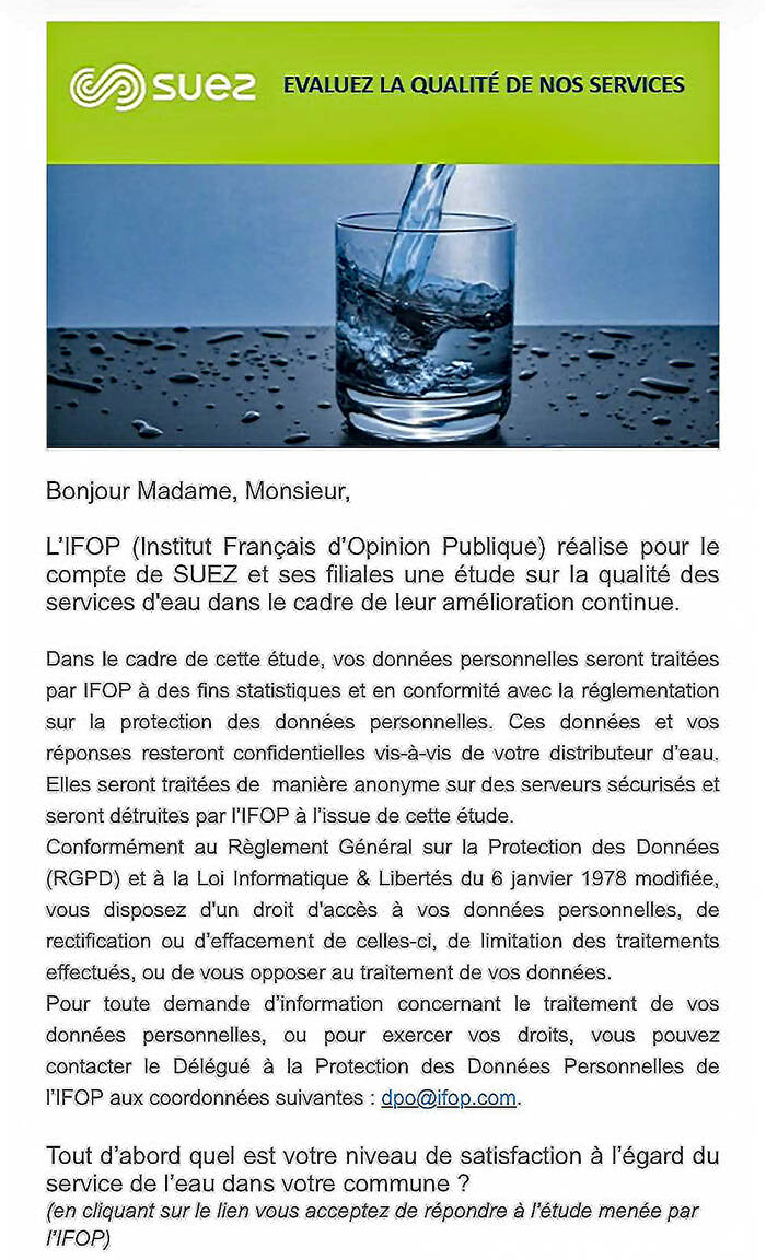 SUEZ – Évaluez la qualité de nos services