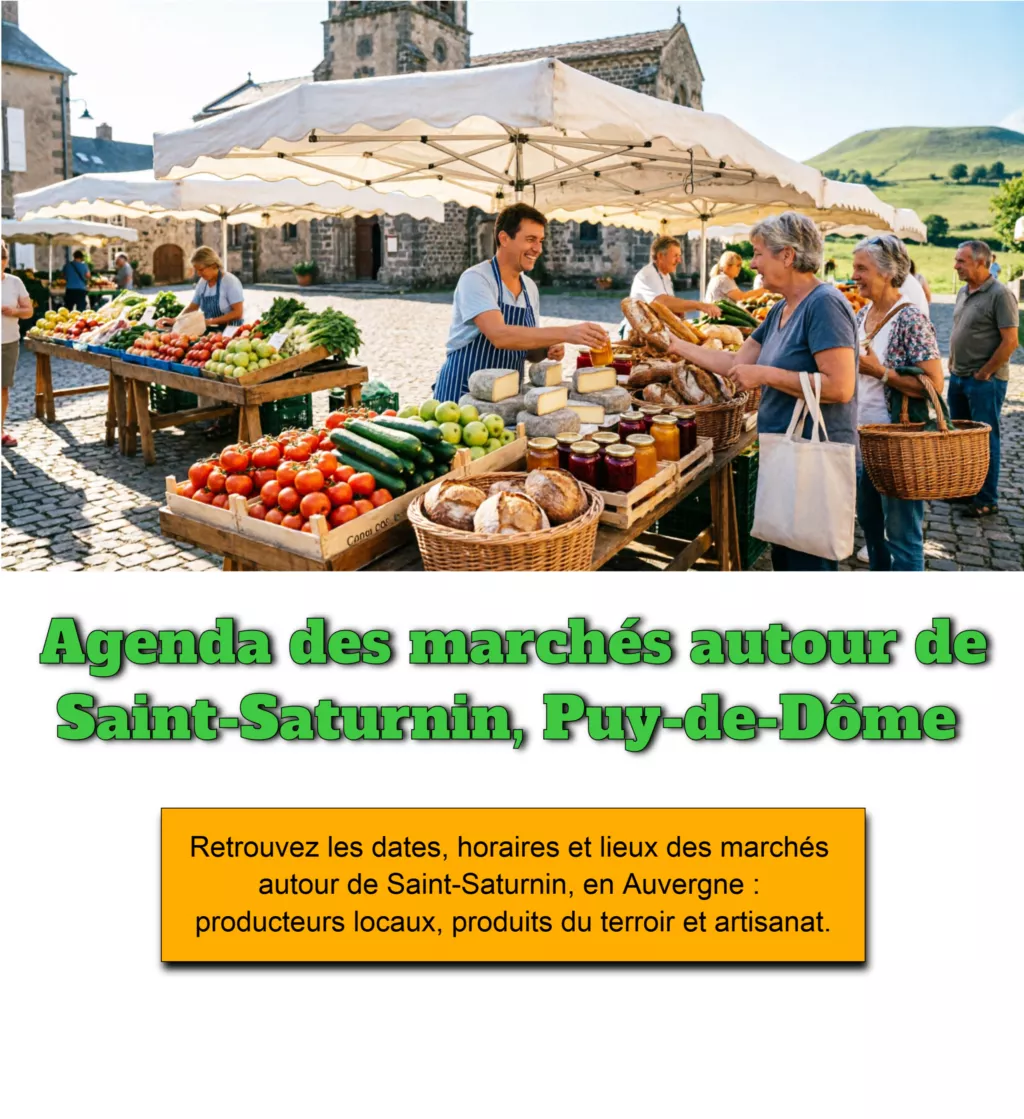 Agenda des marchés autour de Saint-Saturnin, Puy-de-Dôme
