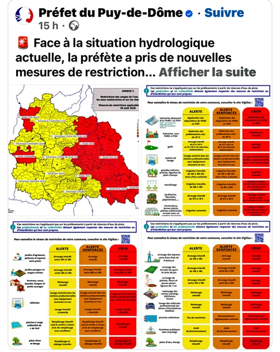 SITUATION HYDROLOGIQUE PUY DE DOME MESURE