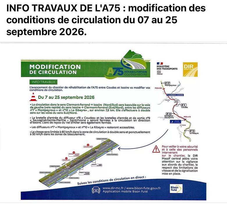MODIFICATION DES CONDITION DE CIRCULATION A 75