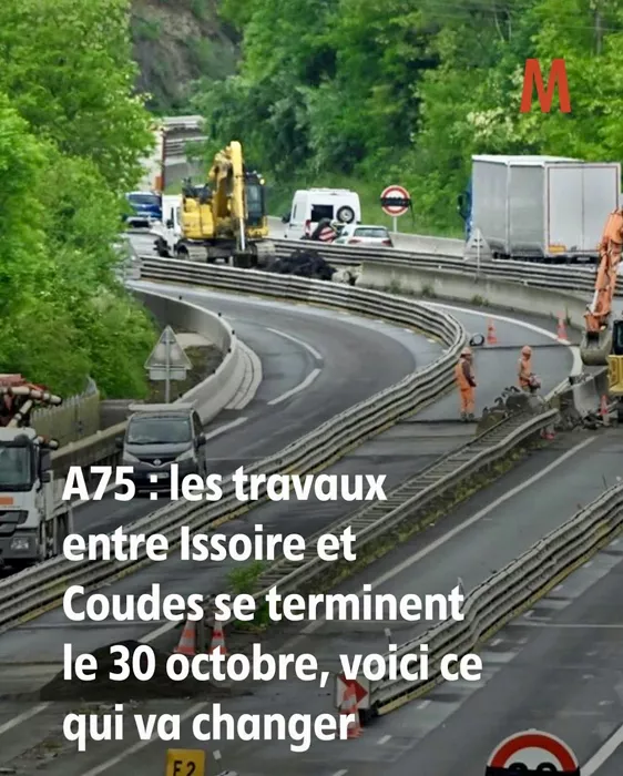 LES TRAVAUX DE A 75 ENTRE ISSOIRE ET COUDES