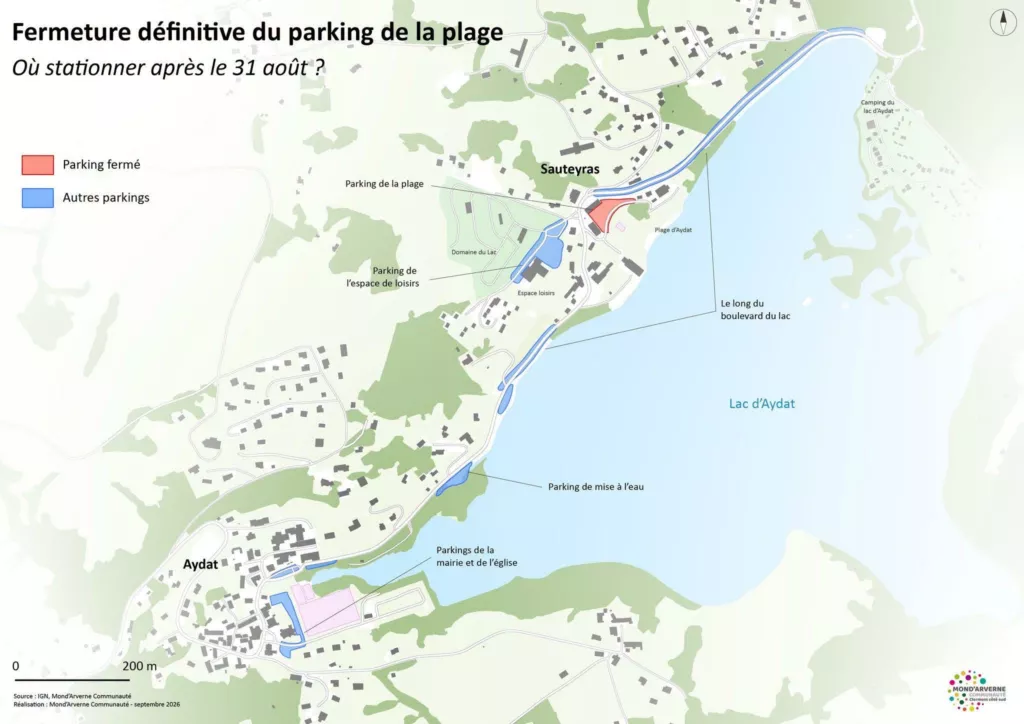 Lac d’Aydat : fermeture définitive du parking de la plage le 31 août et lancement des travaux