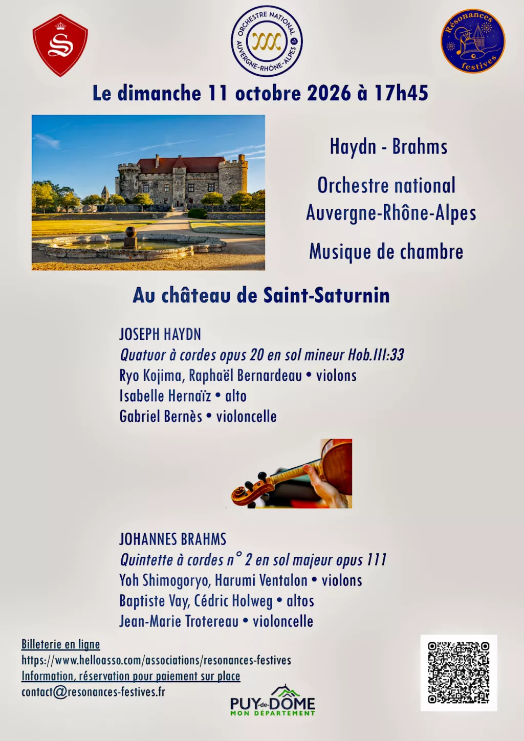 Concert de musique de chambre au château de Saint-Saturnin